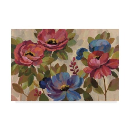 Trademark Fine Art Coral and Blue Flowers by Silvia Vassileva, 30x47-Inch Fine Art, Multicolor